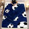 Black White Soccer Ball Print Flannel Blanket Sports Theme Soft Cozy Sofa Bed Throw Blanket
