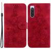 For Sony Xperia 10 V Shockproof PU Leather Phone Case Imprinted Lily Flower Cover Wallet Stand Shell