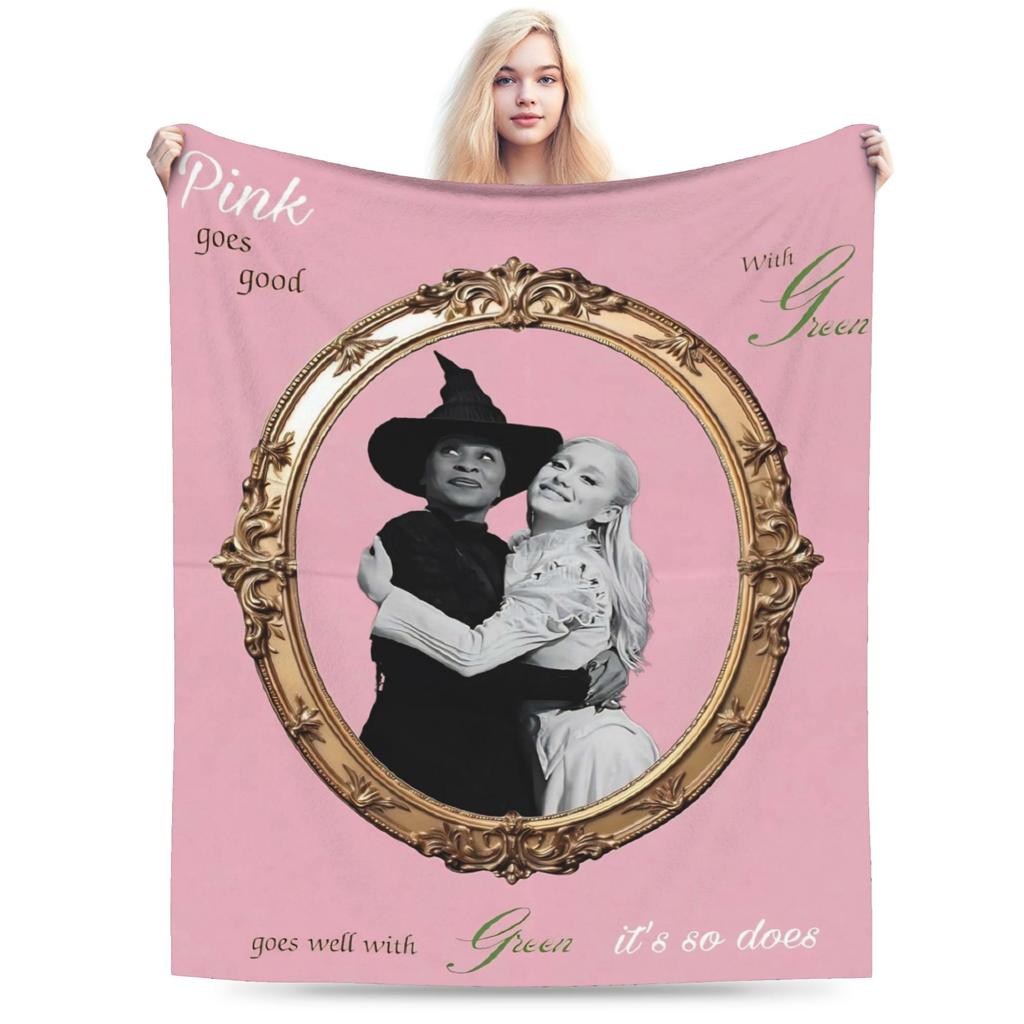 W-Wicked 2 Musical Movie Glinda Elphaba Blanket  Soft Novelty Plush Throw Blanket For Boy Girl Couch Chair Cover