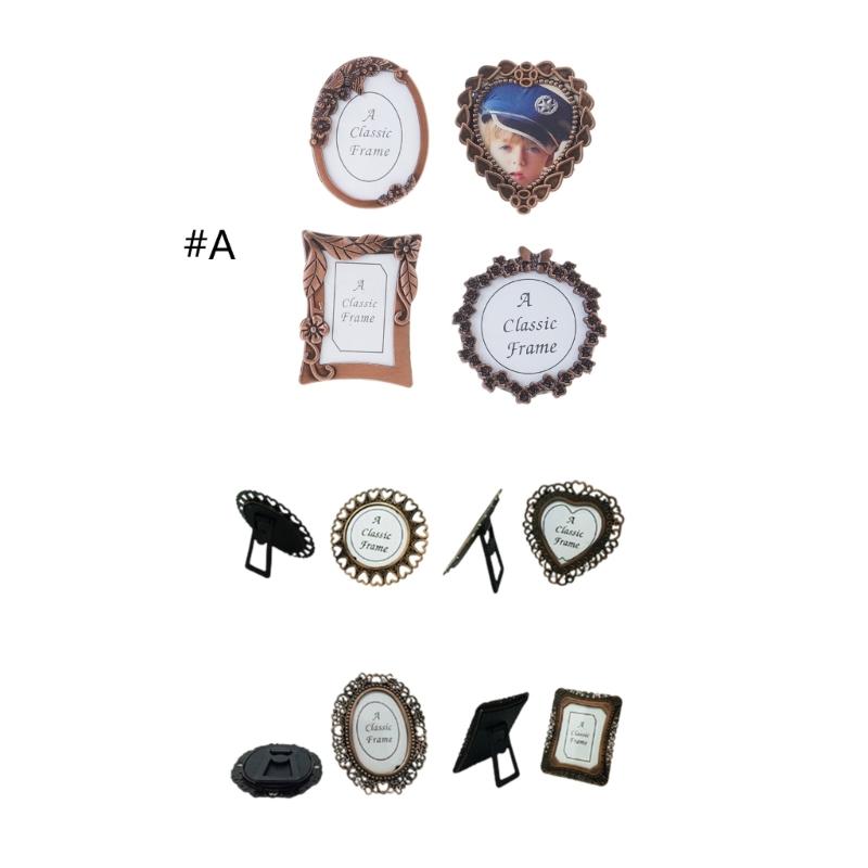 Mini Retro Picture Frame Tiny Metal Picture Frame Antique Mini Wallets Frame Tabletop Decors for Bedroom Living Room