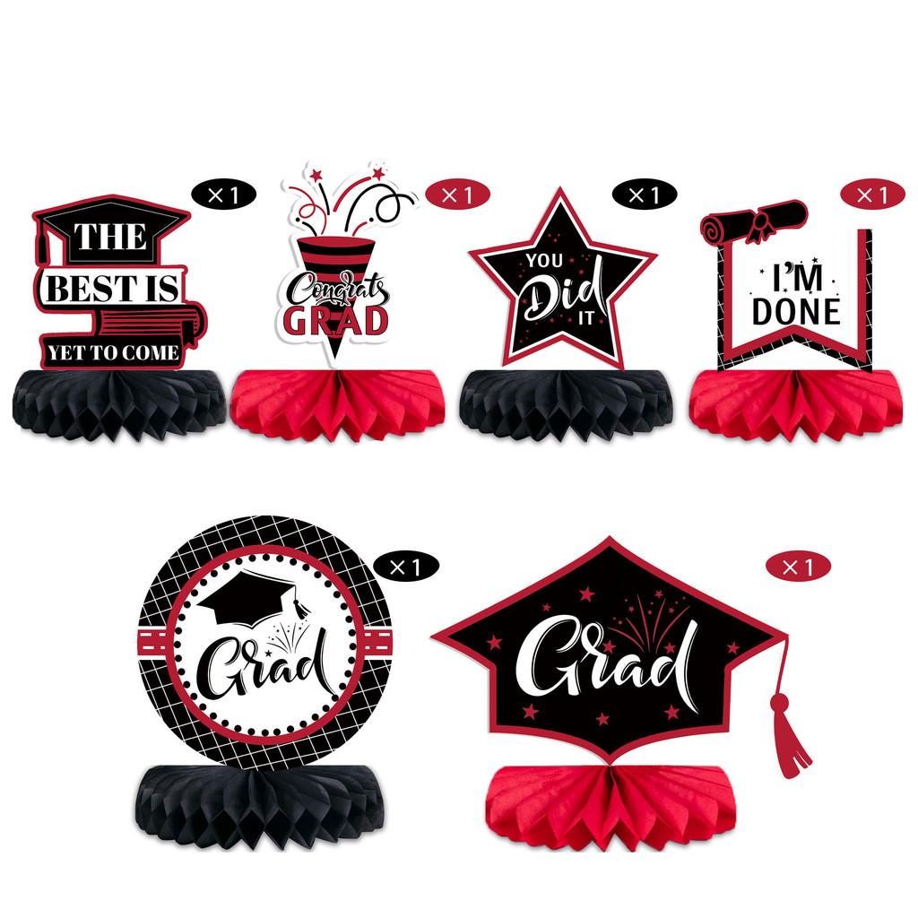 Honeycomb Graduation Decor Ball Set Of Six With Paper Fan For Event Celebration