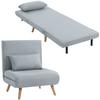 Convertible 3-in-1 Chair Bed, Single Armchair Bed, 5-position Backrest In Fabric with Cushion, Grey