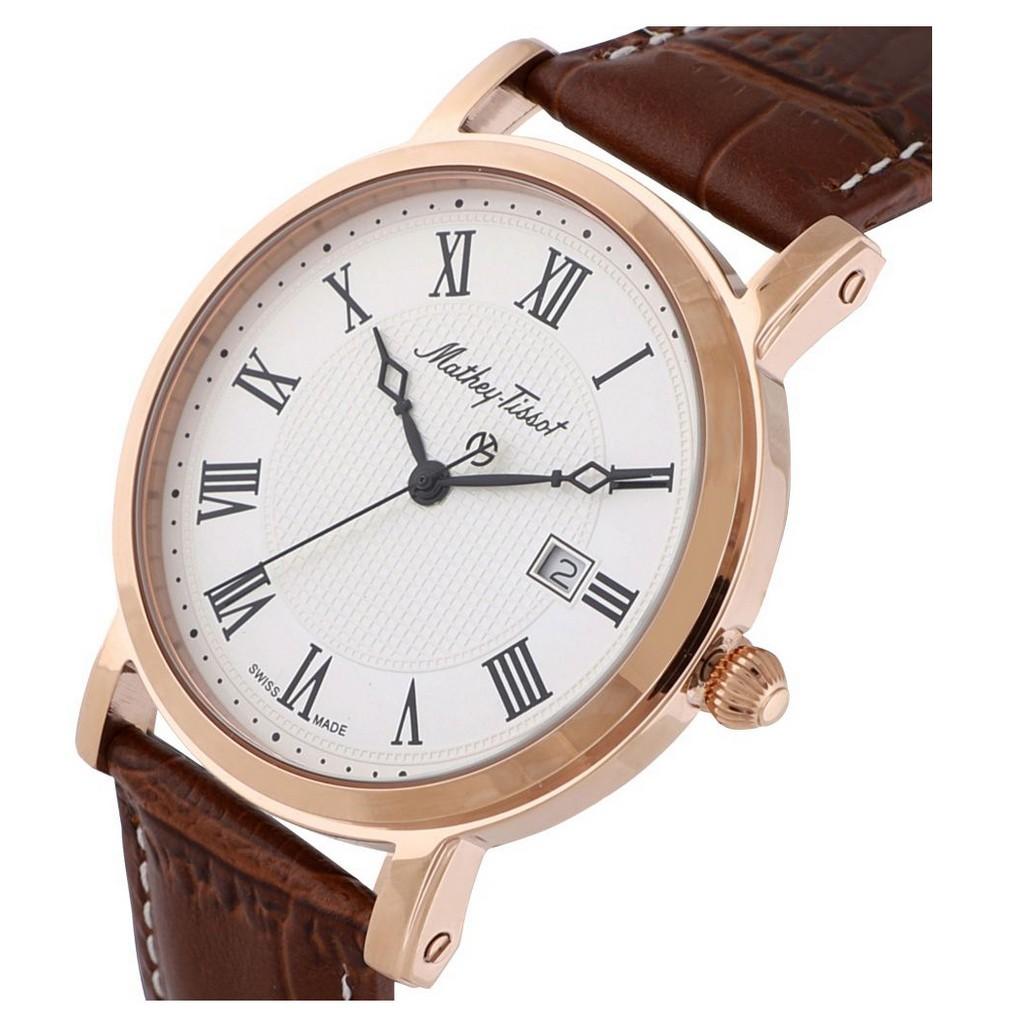 Mathey-Tissot City Deri Kayış Beyaz Kadran Kuvars HB611251PBR Erkek Saati