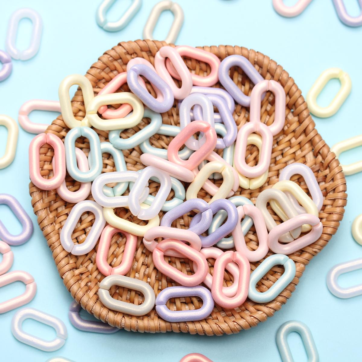 

For Chain Beads Fashion 80Pcs Macaron Accessories DIY Findings O Shaped Jewelry Making