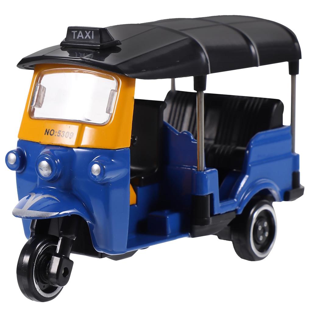 LEDMOMO Tomica Mini Car Toy Pull Back Map with Storage Box Birthday Gift Tricycle Model Alloy Tricycle Model Vintage Tricycle Decoration Home