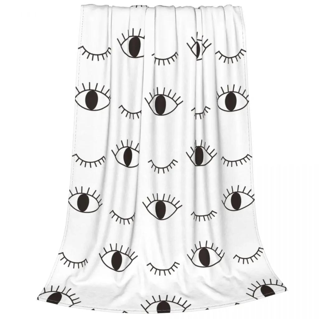 Cute Closed Eyes Plush Blanket Cartoon Beauty Eyelash Funny Throw Blanket Flannel Warm Soft for Home Hotel Sofa 125*100cm