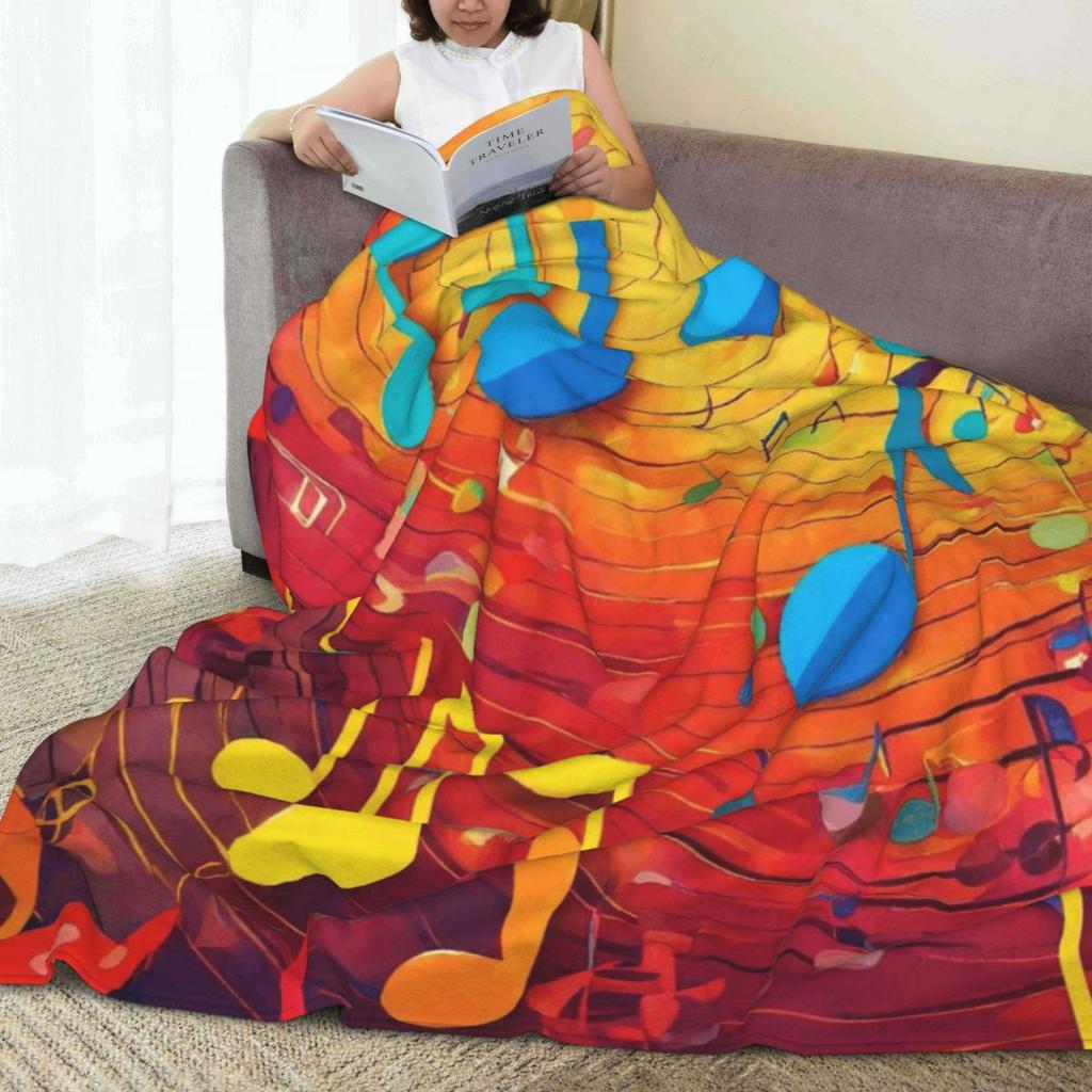 Colorful Musical Note Music Score  Blankets Fleece Sofa Throw Blanket Multi-function for Couch Bedding Travel Throws Bedspread