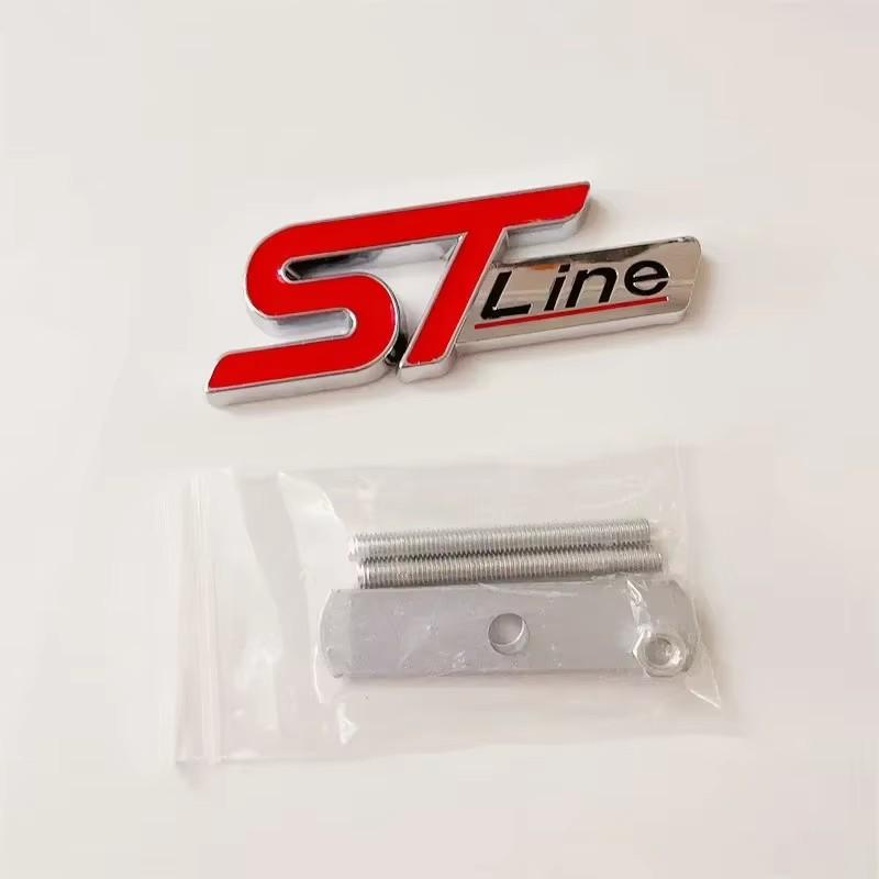 3D Metal ST Line Logo Car Front Grill Emblem Sticker Trunk Badge For Ford Kuga MK3 MK4 S Max Focus Puma Fiesta Accessories