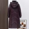 Woman Leather Jacket Winter Long Parkas Hooded Elegant Thick Warm Female Faux Sheepskin Coats