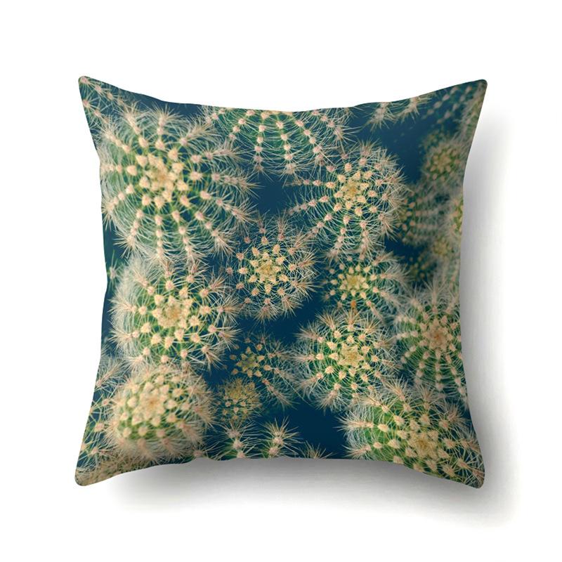 Polyester Pillowcase Nordic Ins Style Plant Flower Print Peach Leather Velvet Pillowcase Car Waist Cushion Cover