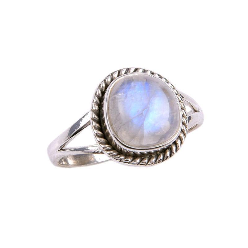 Natural Rainbow Moonstone Gemstone Handmade 925 Solid Silver Gift Ring S.7 M5H93