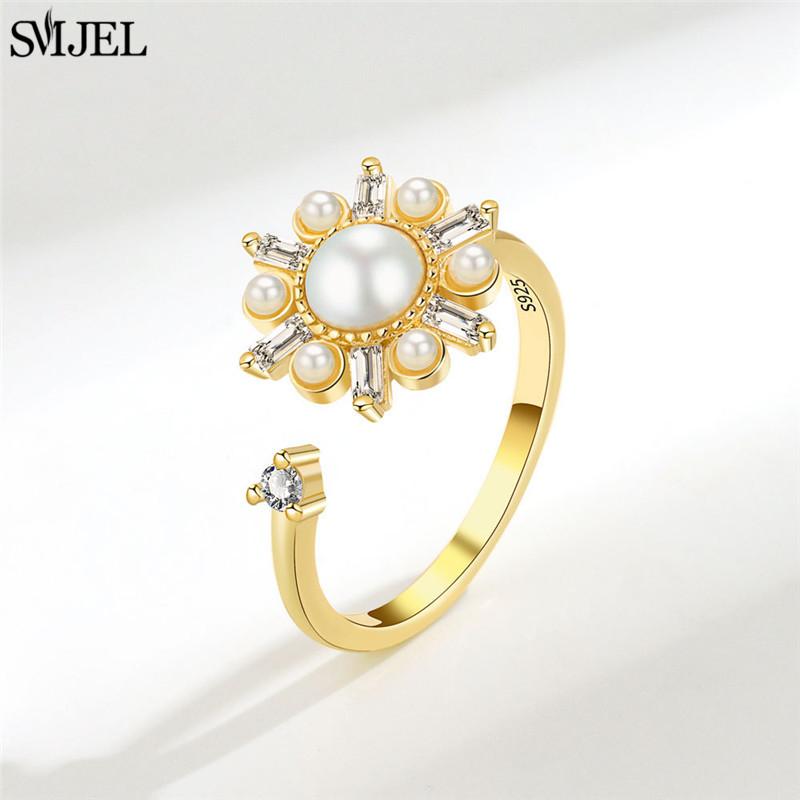 Etnisk Mote Tusenfryd Blomst Angstring Justerbar Dame Jenter Bekymring Stresslindring Smykker Spinnende Fidget-ringer Festgaver