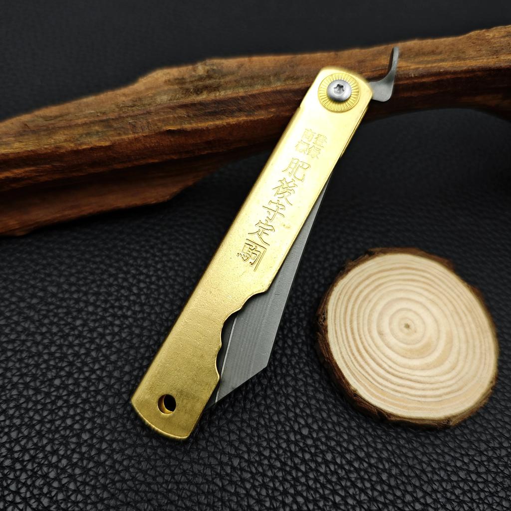 Mini Higonokami Folding Pocket Knife Small Kitchen Knives Sharp Steel Blade Brass Handle Meat BBQ Knives Vegetable Fruits Knife