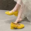 Small Person Increases Height 7cm Mary Jane Shoes Women's Bow with Silver Evening Breeze Gentle Thick Heel Ballet Shoes