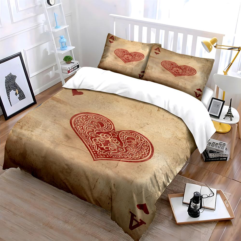 Vintage Ace of Hearts Bedding Set Bedding set (1 duvet cover, 2 pillowcases, duvet not included)