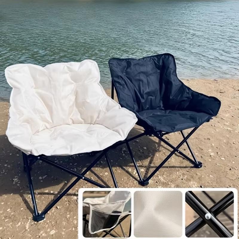 Outdoor Full Sponge Filled Fishing Chair Thickened High Back Portable Outdoor Foldable Chair with Carry Bag