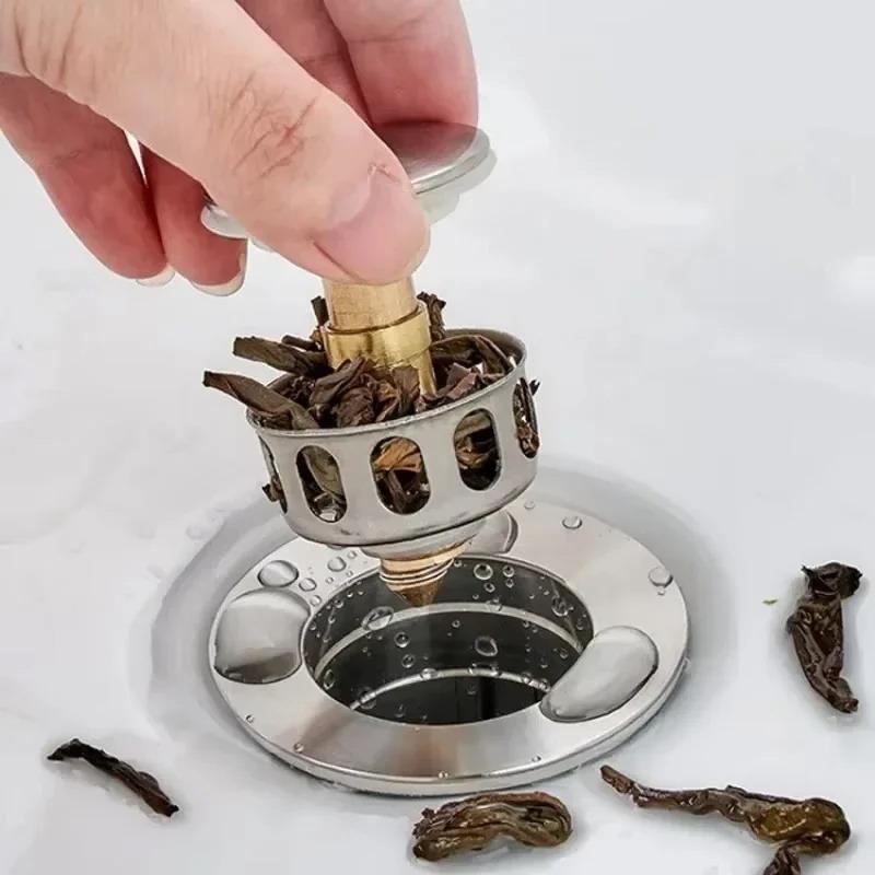 Basin Drains Universal Metal Filter Valve Pop-Up Drainer Waste Stopper Bathtub Strainer Plug Hair Catchers Bathroom Accessories