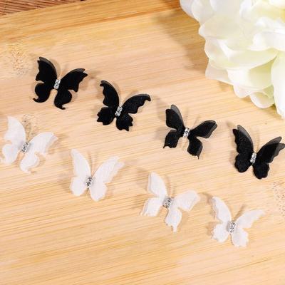 50Pcs 3D Chiffon Butterfly Embroidered Patches 3cm Clothes Sewing Patch Bridal Hair Accessories