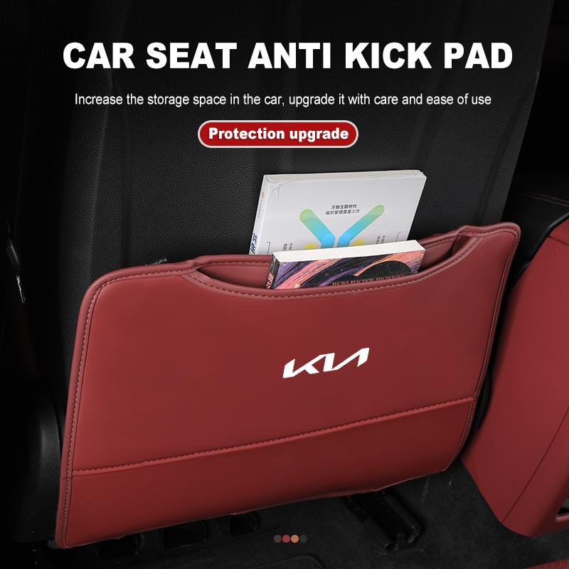 Leather Car Seat Back Anti Kick Pad Storage Cushion Accessories For KIA Cerato Soul Venga Forte Spectra Sedona Niro Cadenza Gbfu50