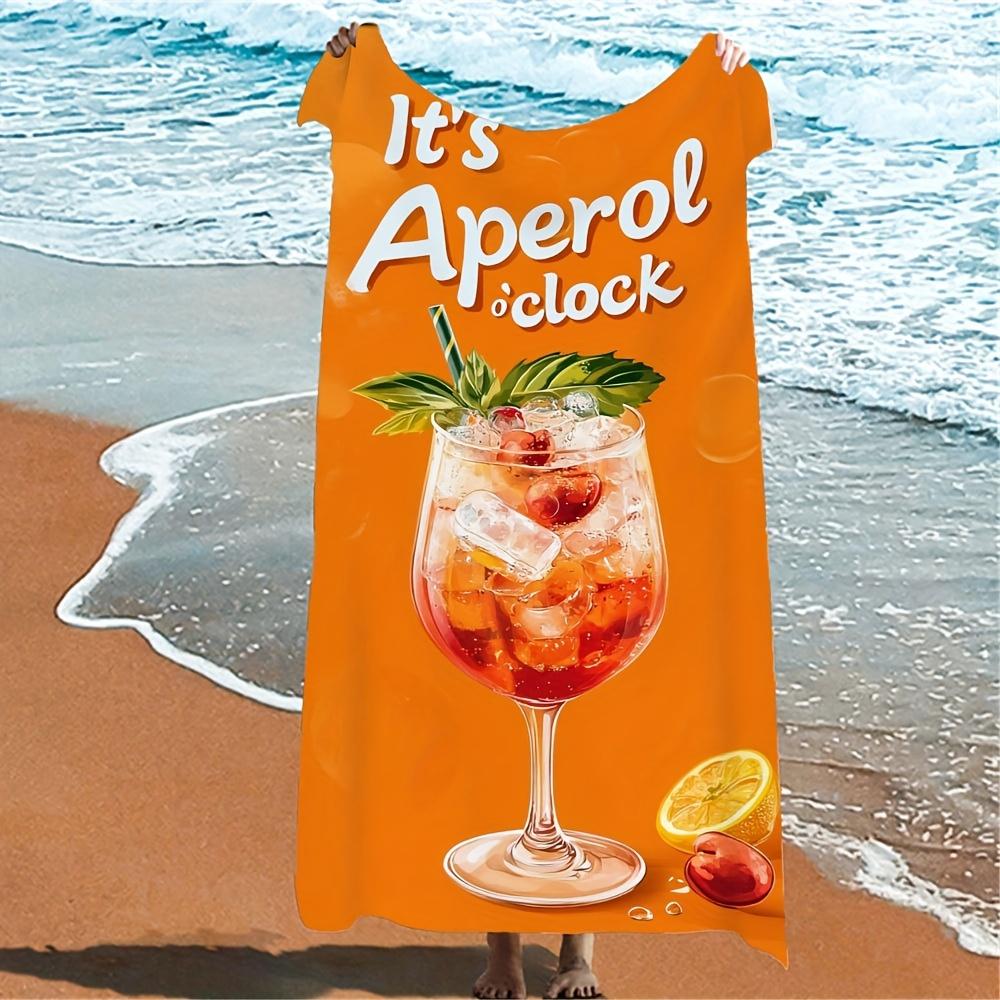 

Extra Large Quick-Absorbing Beach Towel,Vibrant Cocktail Design with It S Aperol Print, Ultra-Soft Microfiber W30*H60(CM)