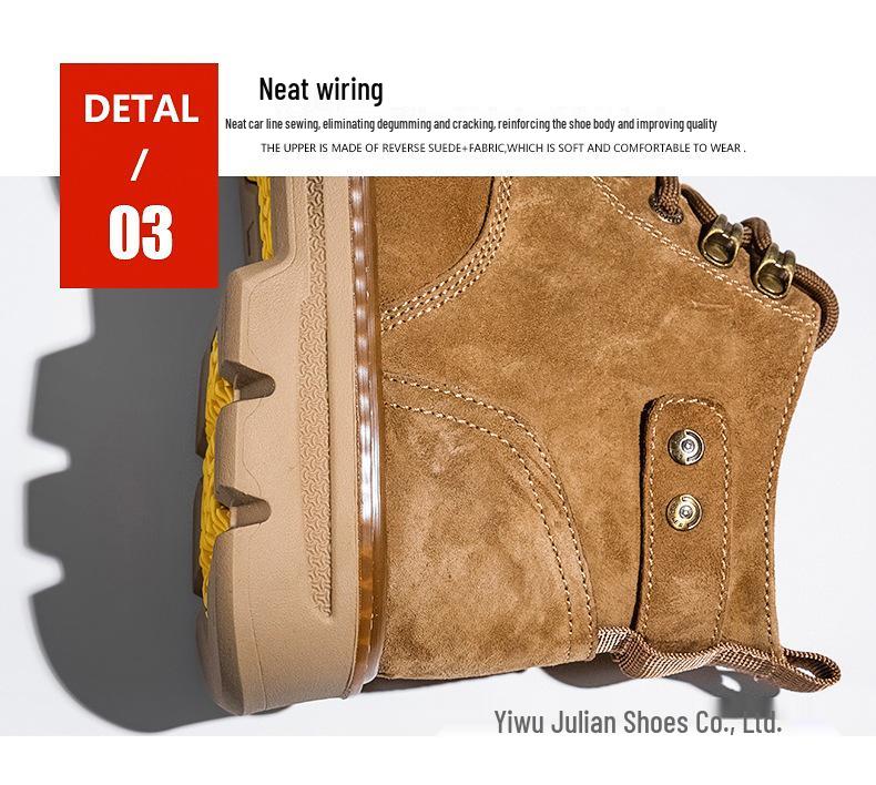 Men's British Style Mid-Top Martin Boots, 2024 Winter Edition: Versatile, Thick-Soled, Plus-Velvet Desert Work Shoes.