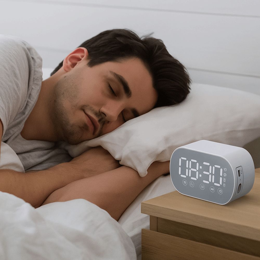 HD Mirror Display LED Digital Alarm Clock Portable Alarm Clock Bluetooth Speaker  Bedroom