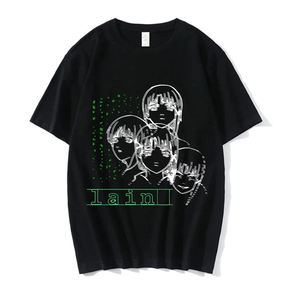 2025 Summer Sci Fi Anime T Shirt Serial ExperiUnisexts Lain Iwakura Graphic Tee Unisex Women Unisex 100 Pure Cotton Printed Tshirt