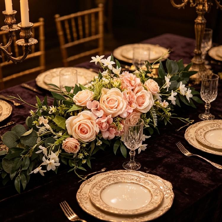 Artificial Rose Flower Wedding Chair Back Flower Arrangement For Ceremony Backdrop And Engagement Table Centerpieces