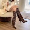 High-heeled Pointed Pile Boots Women's Boots 2025 New Autumn and Winter Black But Knee Trousers Long Knight Boots