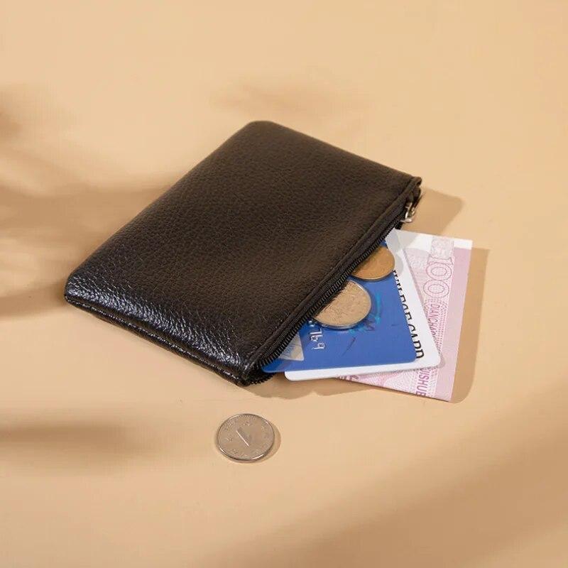 Unisex New Zipper Wallet Ultrathin Leather Coin Purse Solid Color Short Card Coin Key Storage Bag Women Men Wallet Clutch Bag