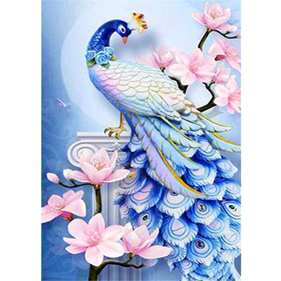5D DIY Round Diamond Painting Animal Diamond Embroidery Peacock Cross Stitch Kit Rhinestone Mosaic Picture Home Decoration Gift