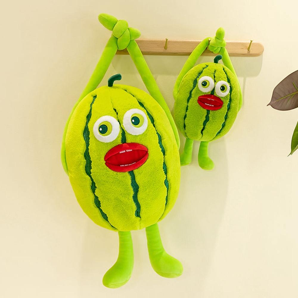 55CM Ugly Cute Watermelon Essence Plush Toy Green Red Mouth Big Eyes Thin Arms Sleeping Comfort Doll Give Children Birthday Gift
