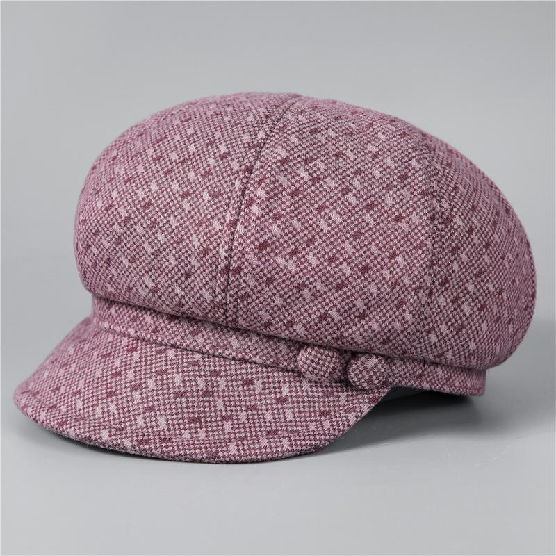 

Зимняя шляпа женский берет плюшевая шерстяная шапка осенняя теплая восьмиугольная шляпа зимняя шляпа M（56-58cm）