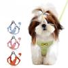 Soft Flannel Dog Vest Harness with Embroidery Bow Matching Traction Rope Adjustable Pet Chest Strap for Small Puppies Teddy Shih Tzu Walking