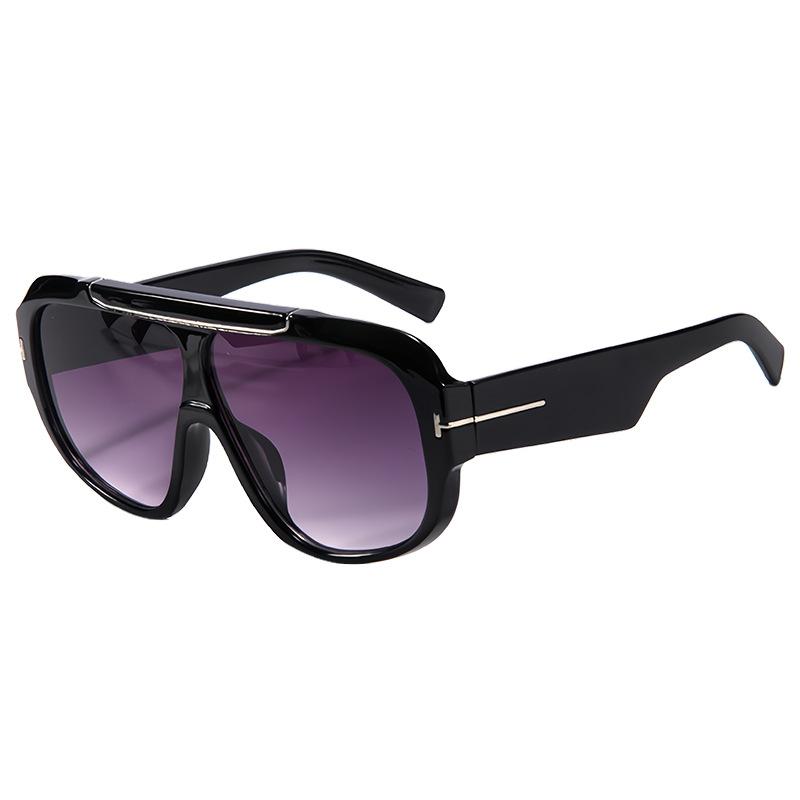 New Large Frame T-Shape Pilot Sunglasses Women'S Street Style Uv Protection Fashionable Sunglasses High-End Feeling Frog Eyes