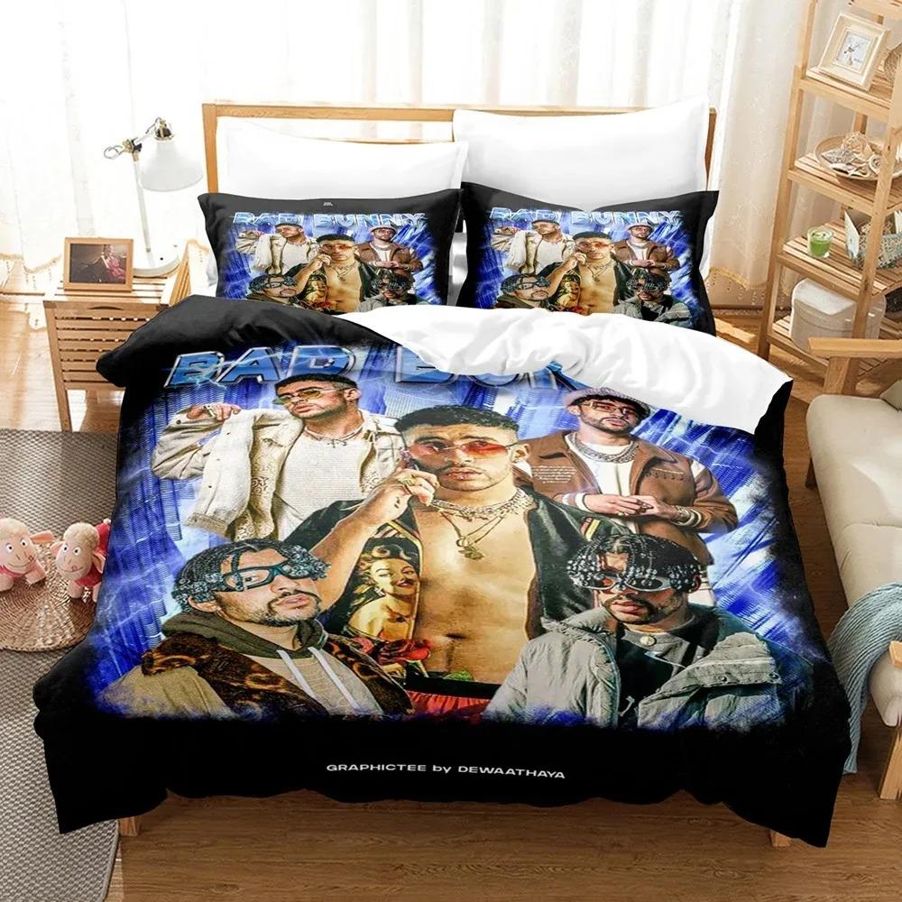 Bad Bunny Un Verano Sin Ti Bettbezug-Set Mode Leinwandbild Bettwäsche-Set, für Erwachsene Jugendliche Full Queen Size Bettdeckenbezug-Sets