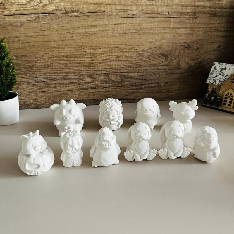 3D Cartoon Animal Silicone Molds Baking Molds Handmade Rabbits Chicken Plaster Molds Castings Molds Craft Supplies
