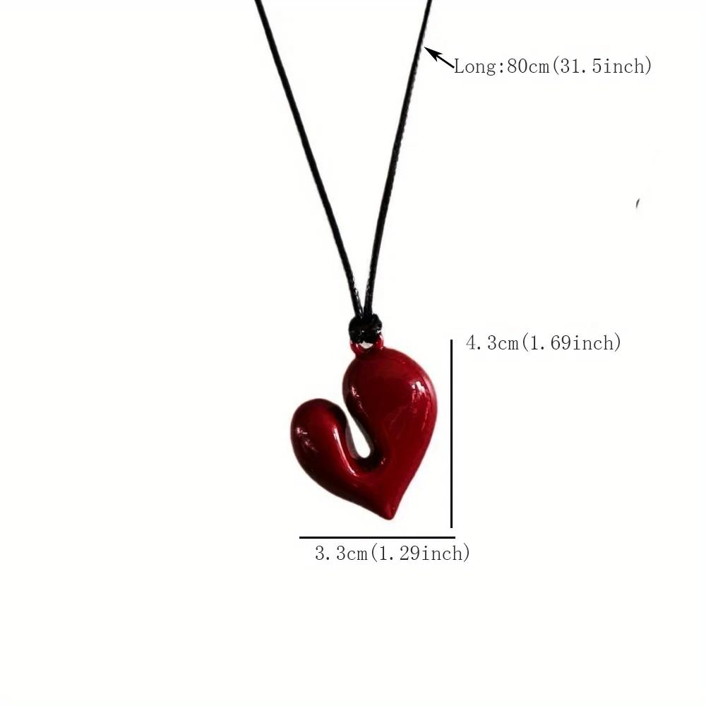 Adjustable Chain Choker Simple Large Love Heart Pendant Necklace for Women Fashion Zircon Gifts