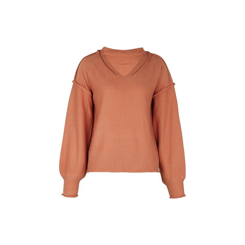 Autumn/Winter 2026 European & American Women's Lazy Style Knit Pullover Sweater with Line Decoration