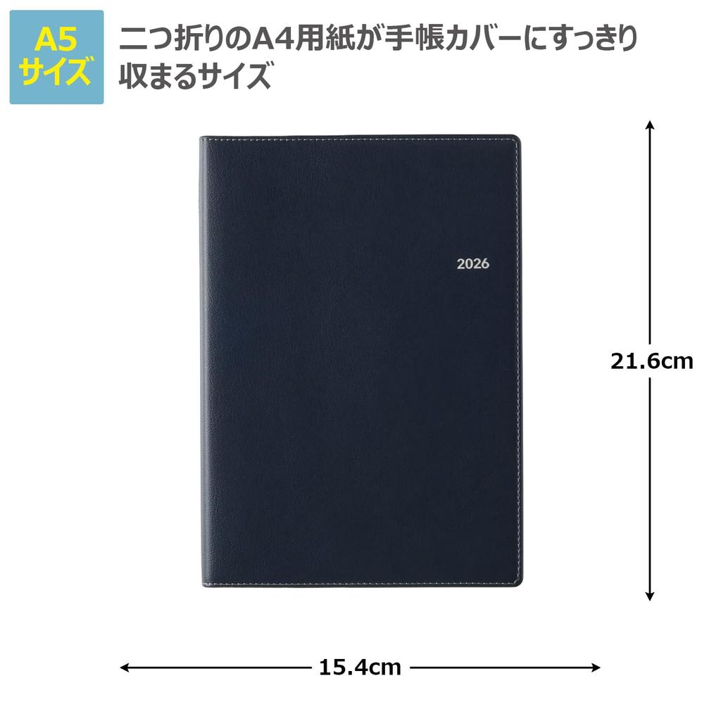 NOLTY 2026 A5 Weekly Ecrit Dark 6319 December Planner, 4, Navy, (Starts 2025)