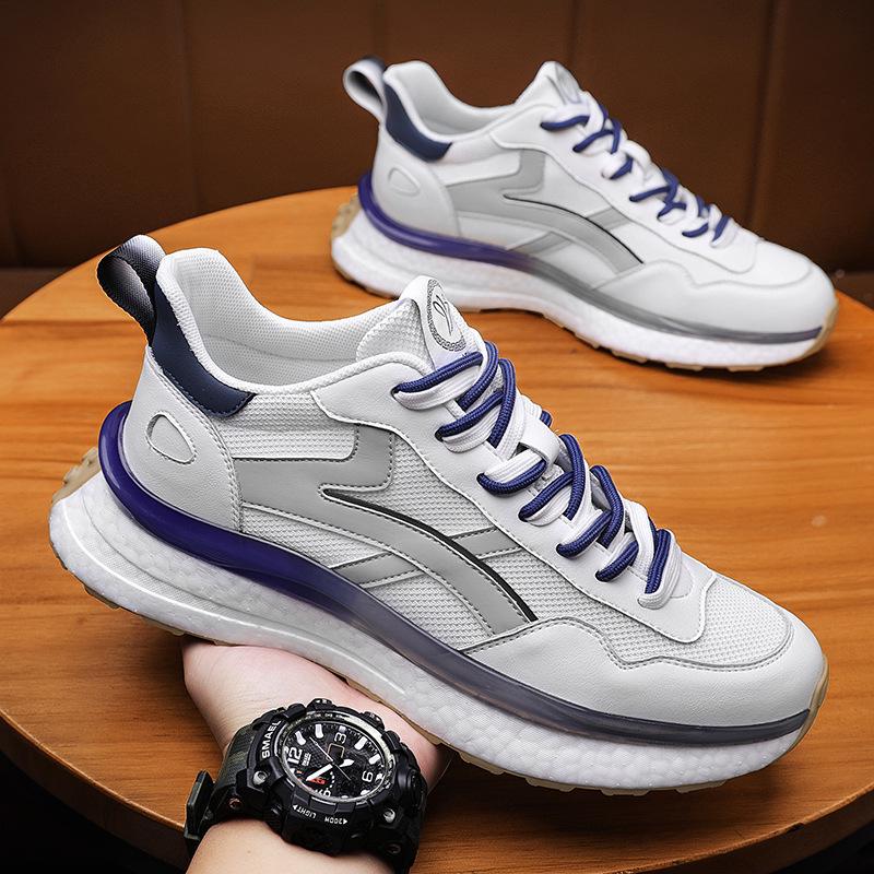 Genuine Leather Men's & Women's Trendy Sneakers - Size 45, Versatile for Autumn & Winter