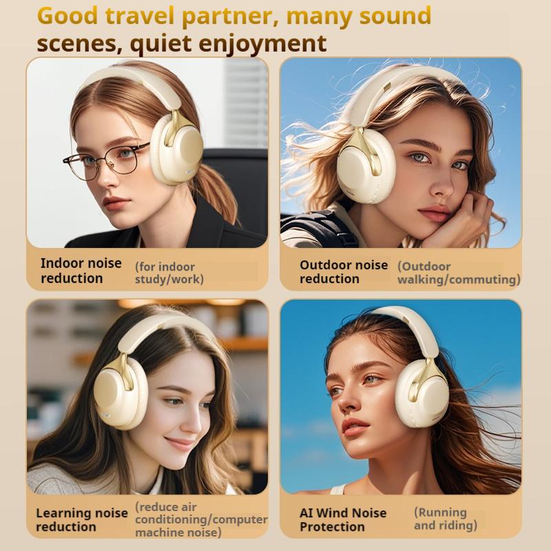 ANC Noise Reduction 100H Play Time Bluetooth Headphones 360° Surround Sound Wireless Headsets Sports Gamer Earphones With HD Mic