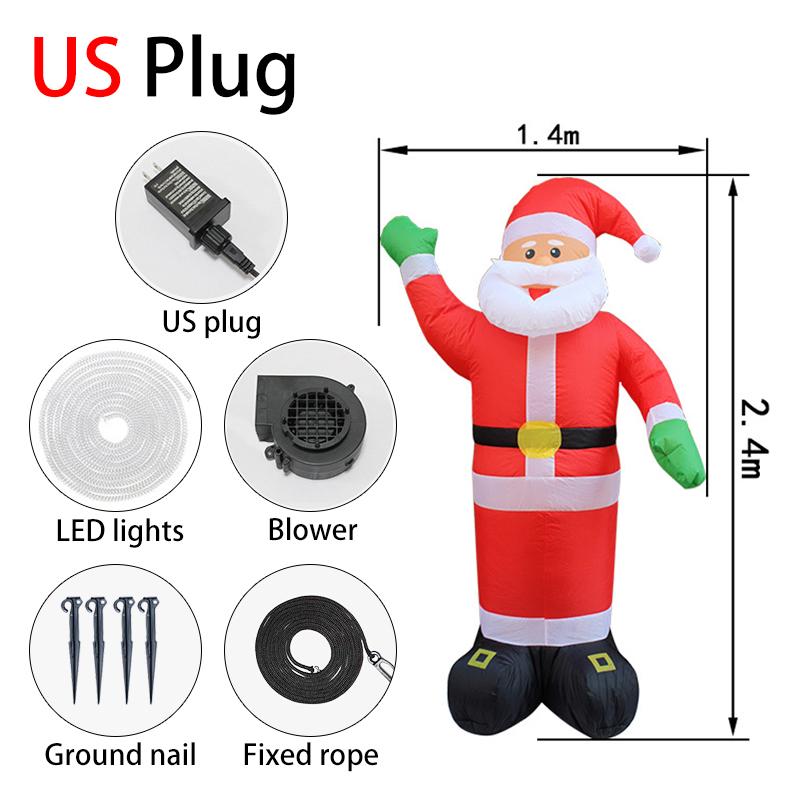 1.2-3m Outdoor Christmas Inflatable Gas Mold With Led Light Santa Claus Wave Restaurant And Mall Welcome Decoration New Year