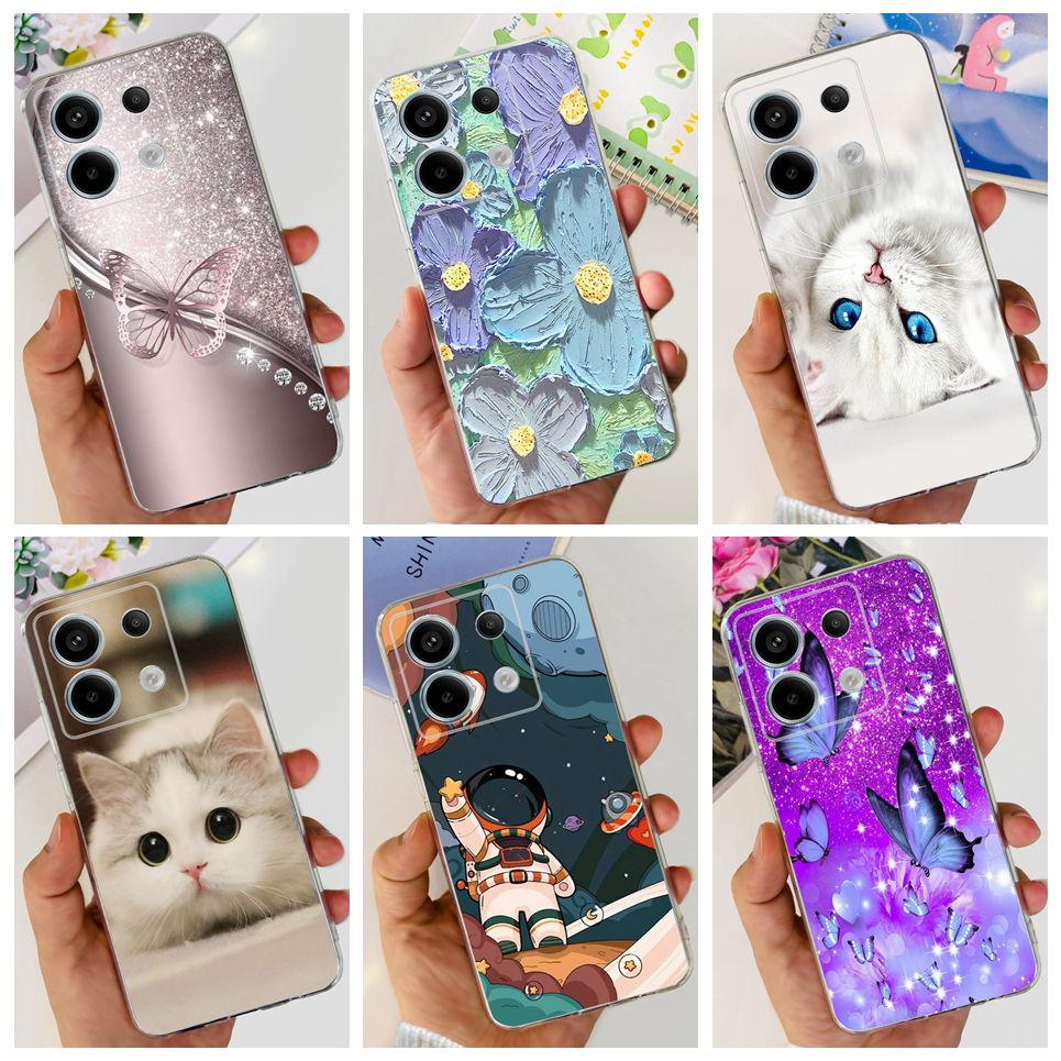 Transparent Cover For Fundas Xiaomi Poco X6 Pro 5G M6 Pro Case Lovely Luxury Colorful Butterfly Design Casing For Poco M6 Pro 5G
