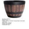 Flowerpot with Built-In Drainage System Rustic Barrel Style Decorative Garden Planter