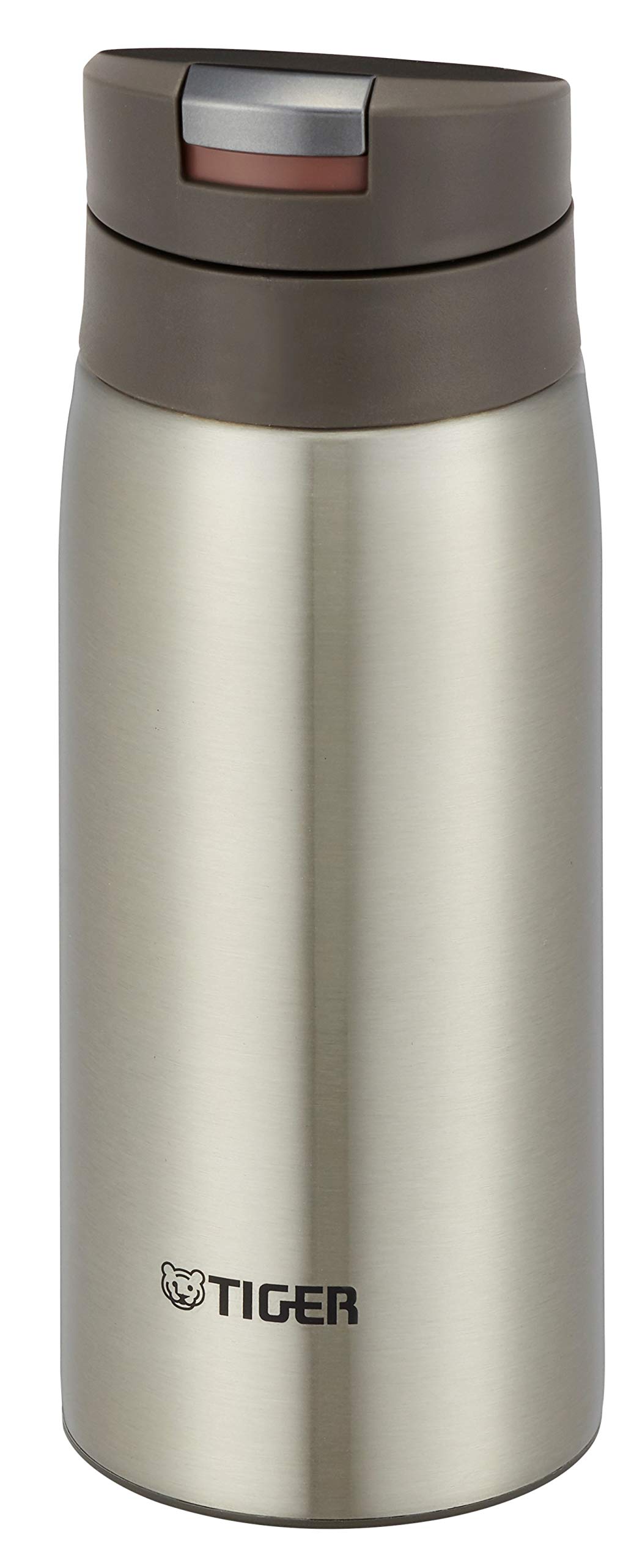 

Tiger Vacuum Flask (TIGER) 350ml Sahara Mug Stainless Steel Water Bottle, One-Touch Operated, Lightweight, Clear Stainless Steel, MCX-A352XC