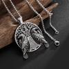 Retro Norse Mythology Double Raven Tree of Life Pendant Necklace for Men Cool Hip Hop Jewelry Gift