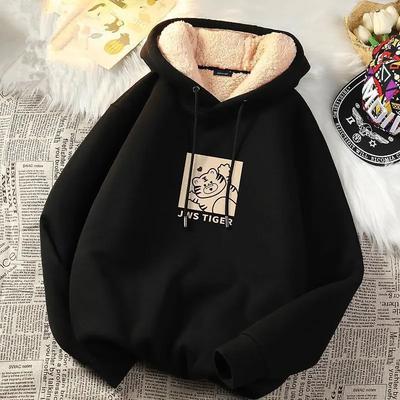 Herbst Winter Verdickter Lammfell-Fleece-gefütterter Hoodie Herren Warm Locker Langarm Basishemd Paare Oberbekleidung Sweatshirt