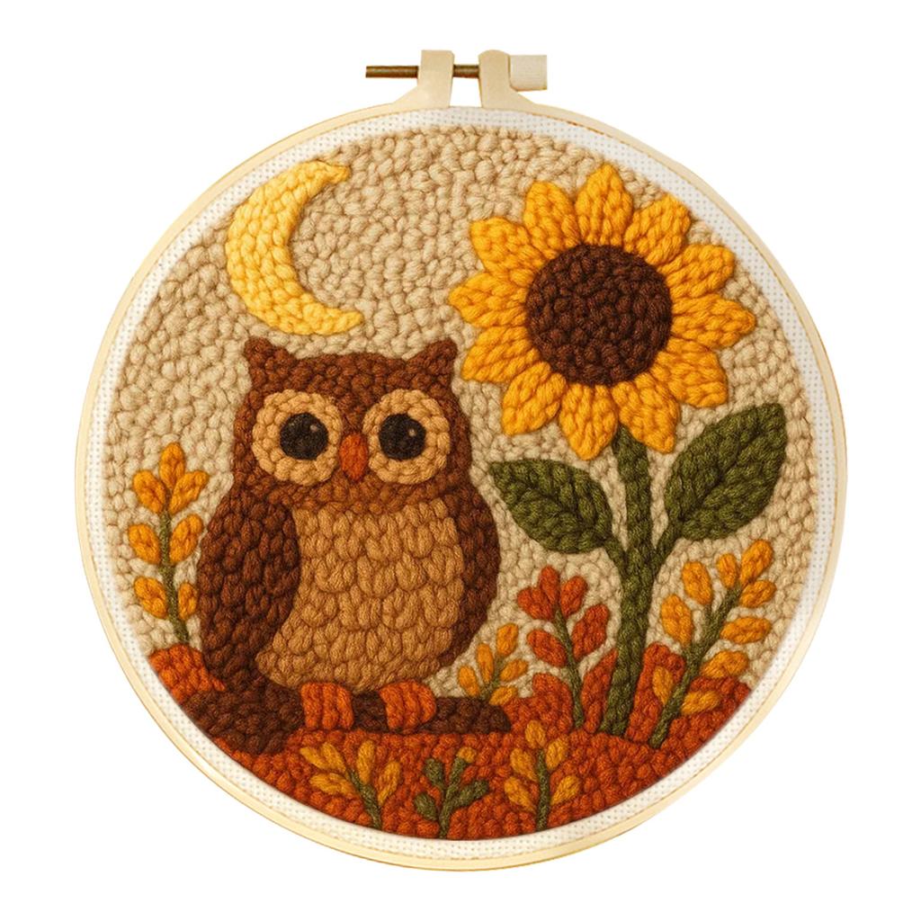 DIY Punch Needle Embroidery Kit Fox Animal Pattern Starter Kit Magic Tufting Set Poking with Yarn Cross Stitch Tools For Knittin