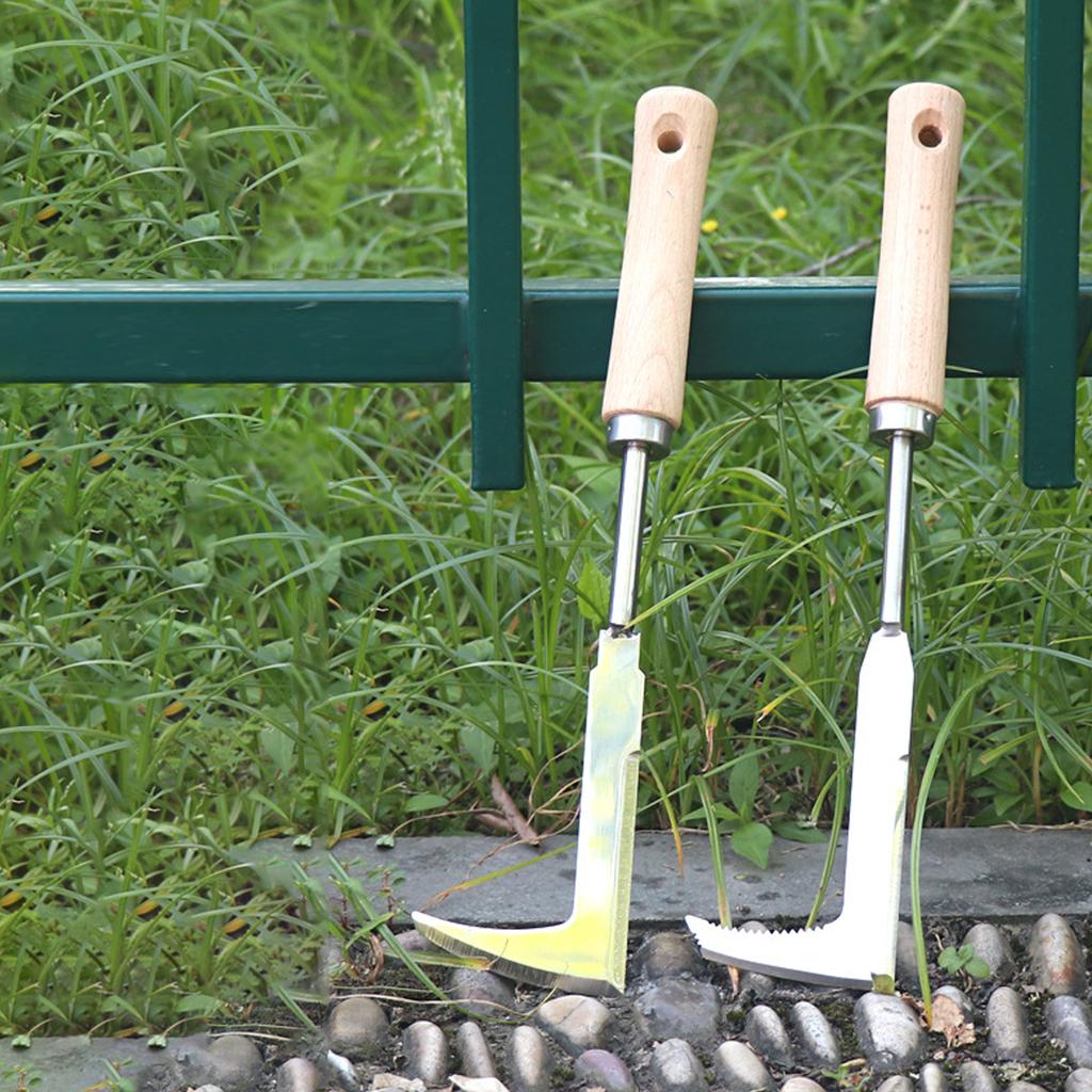 Garden Crack Weeder Crevice Weeding Tool Handle Stainless Steel Manual Lawn Mower L Shape Weeding Sickle For Farm Lawn Patio